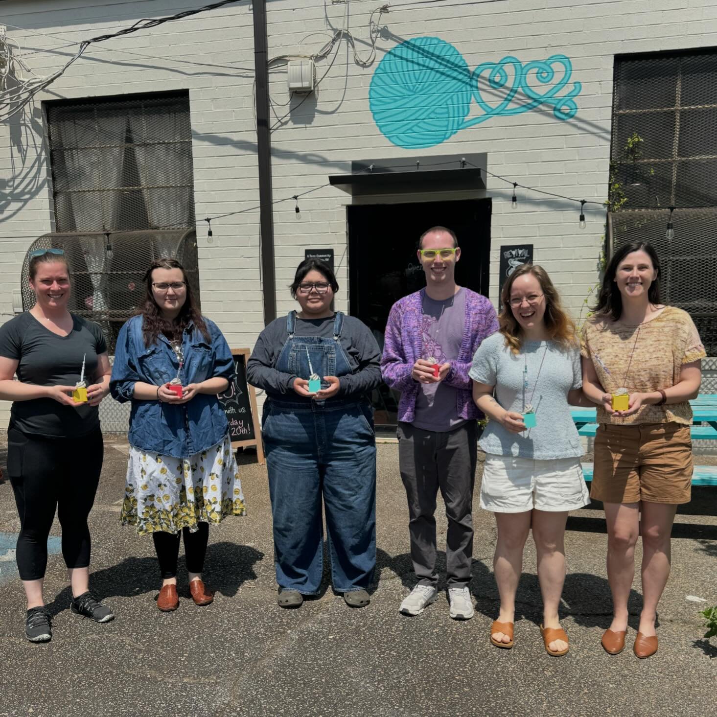 Our speed knitters and crocheters posing proudly with their trophies!!! 🏆 ❤️🧶