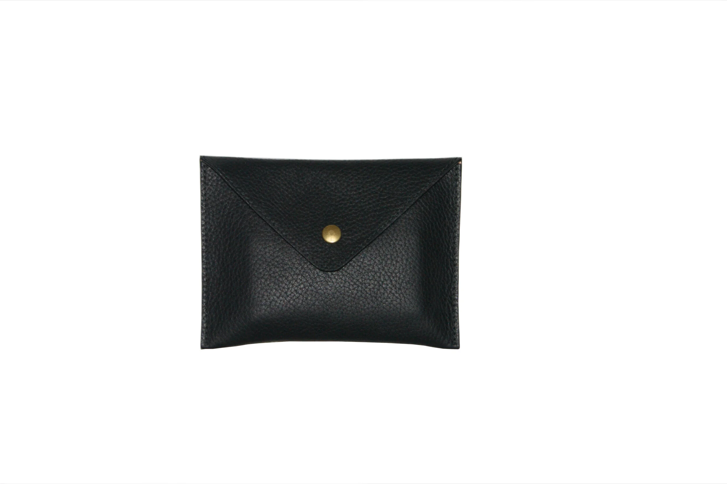 petite pochette cuir grainé noir intérieur métallisé rose gold fermeture pression