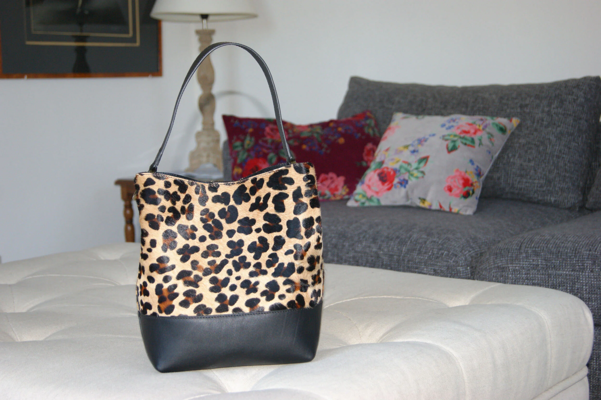 petit sac cuir poils léopard couleur naturel fauve