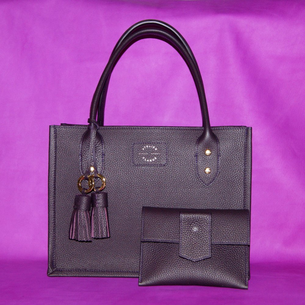 Sac cabas ou sac de rangement tendance moyen format prune et violet