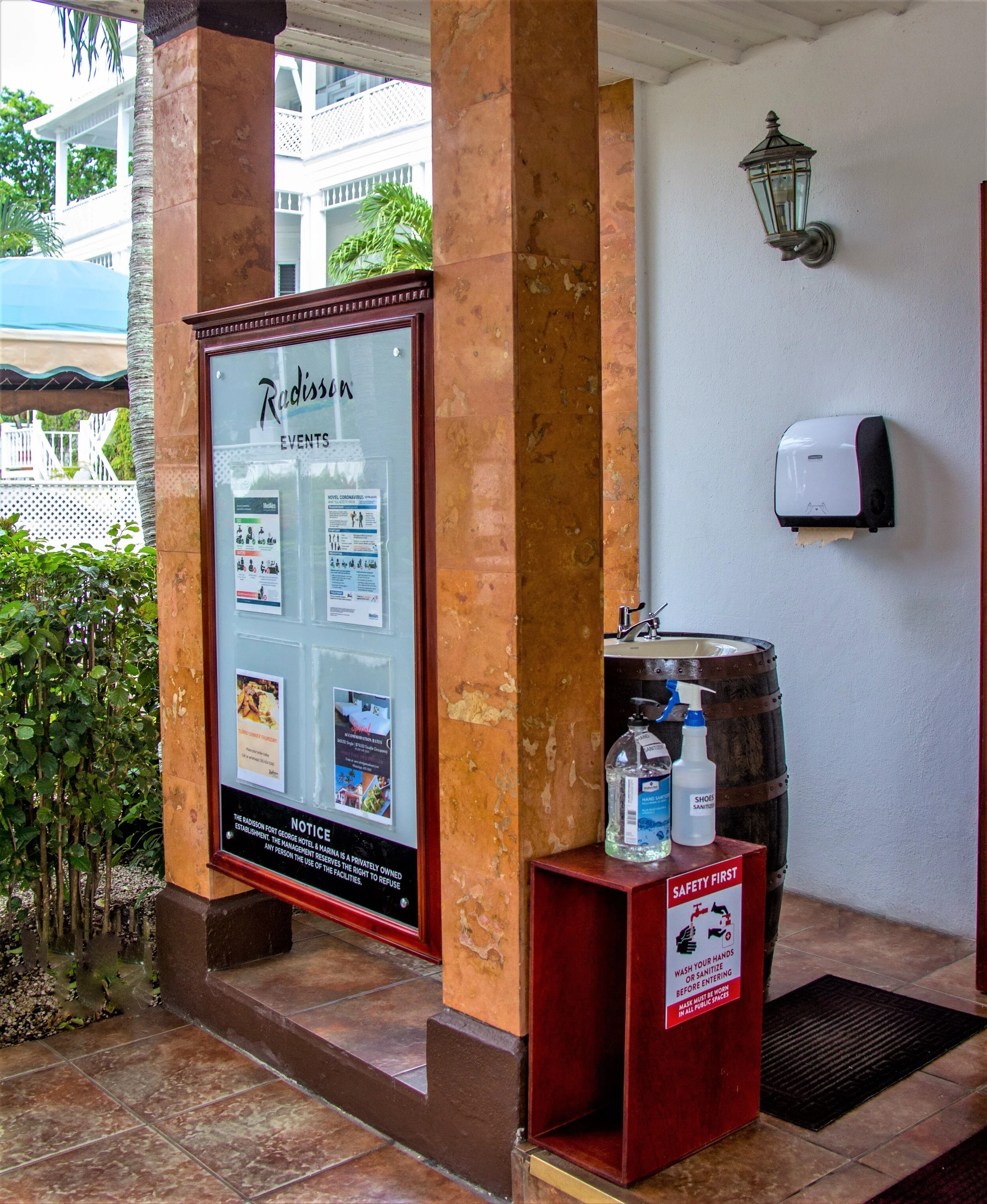 cleaning and sanitizing station at entrance.jpg
