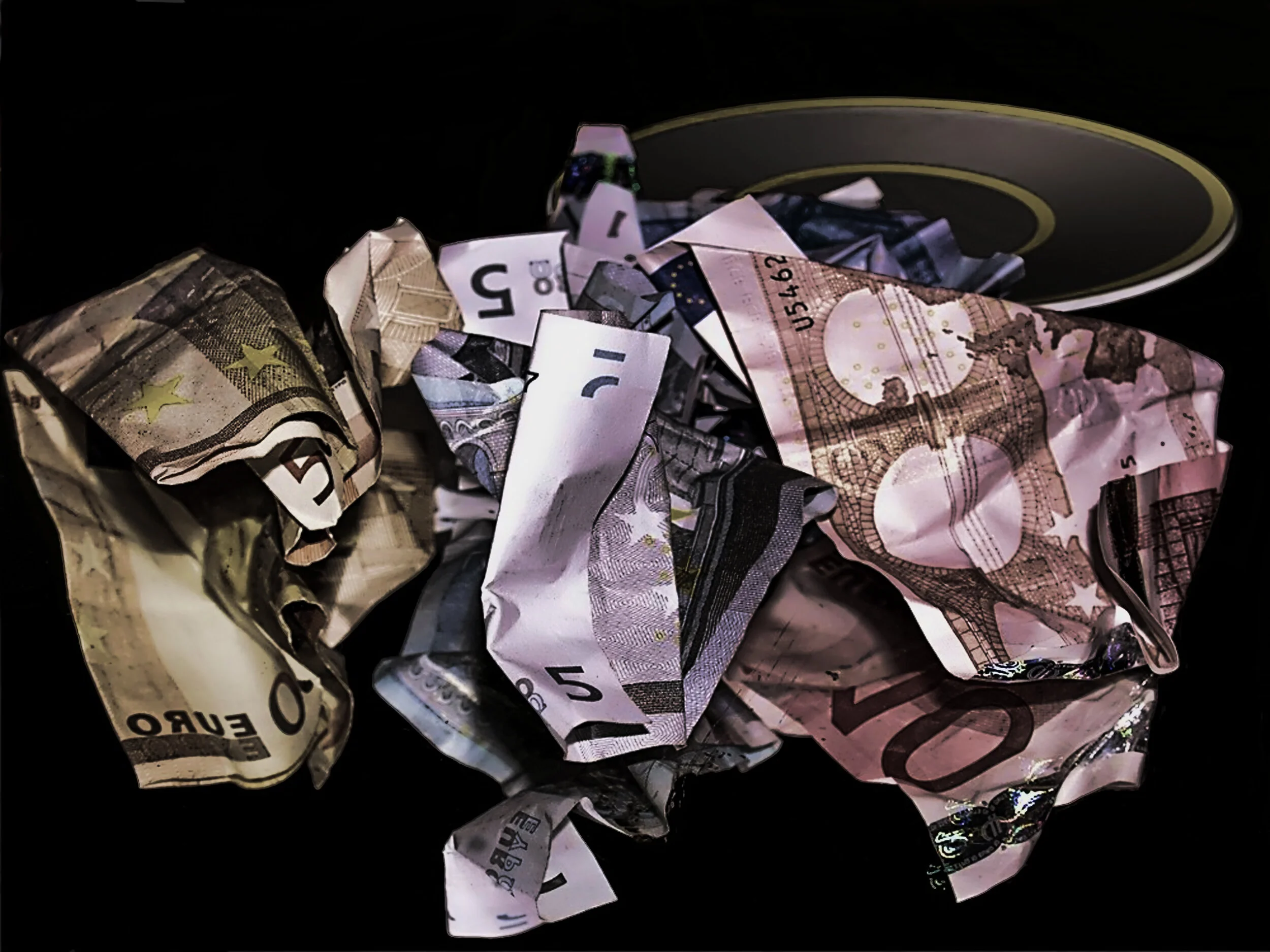 crumpled up euros