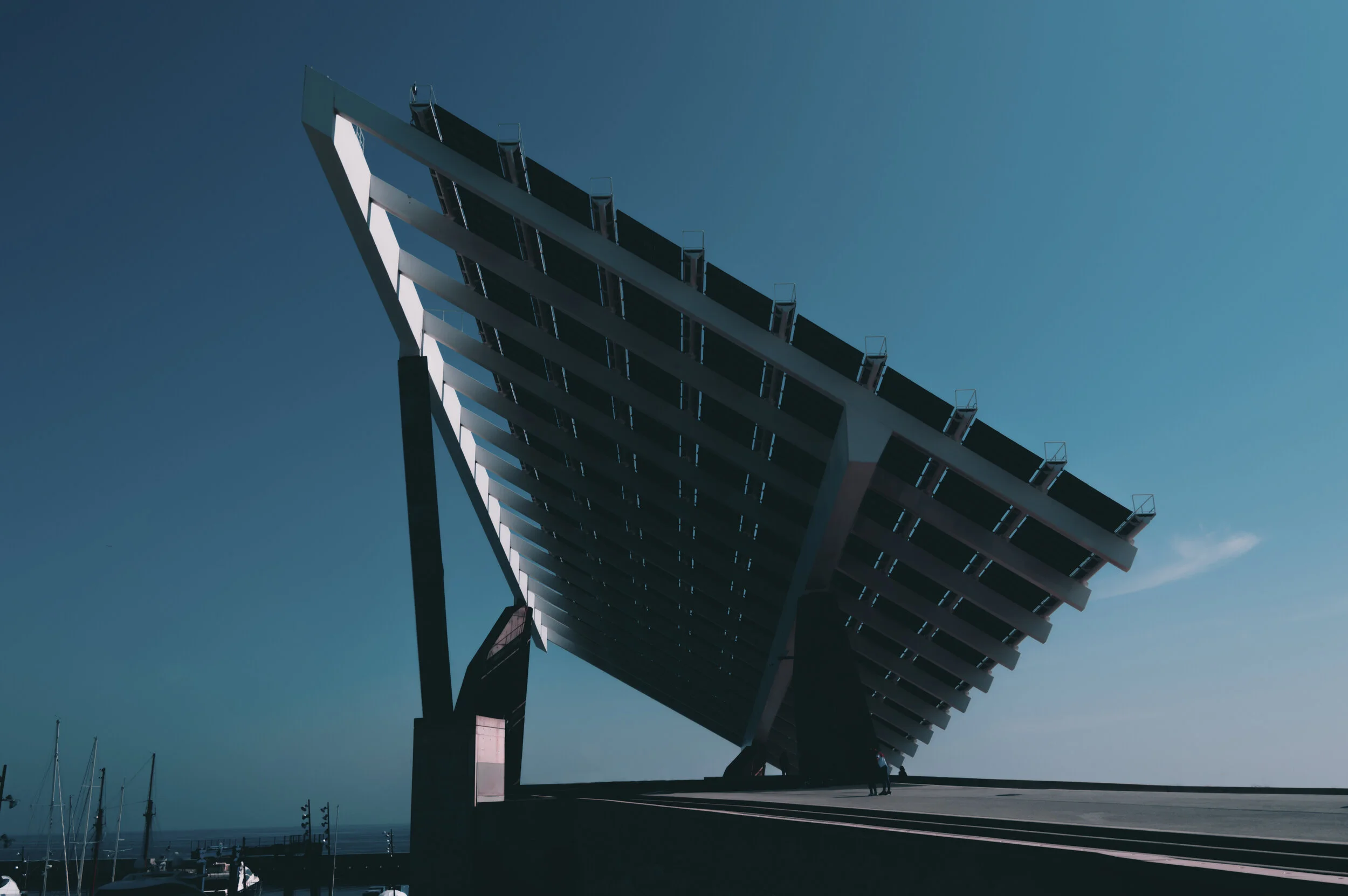 solar panel in front of a blue sky