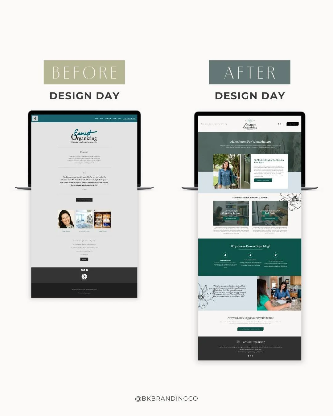 From outdated to on-brand! Swipe to see how we transformed Elisabeth's website into a sleek, cohesive, and user-friendly experience that reflects her business's true personality. @earnest_organizing