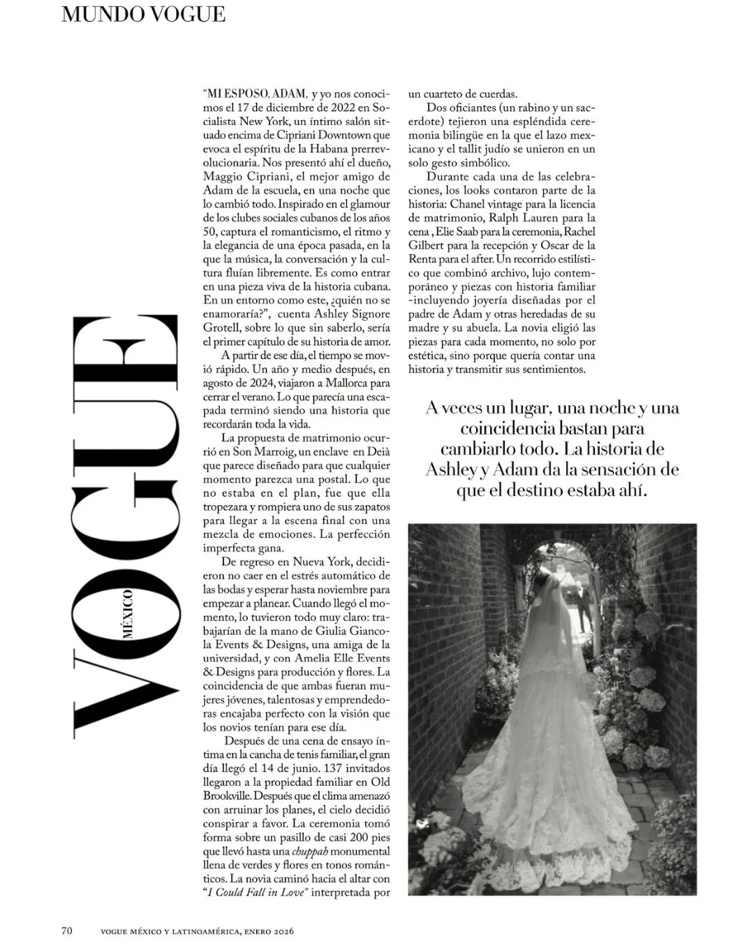 Thanks to @voguelatam for featuring Ashley and Adam&rsquo;s wedding in their January 2026 print issue❤️ under their stunning chuppah they wove together both their Jewish and Mexican heritages in a thoughtful bilingual ceremony.