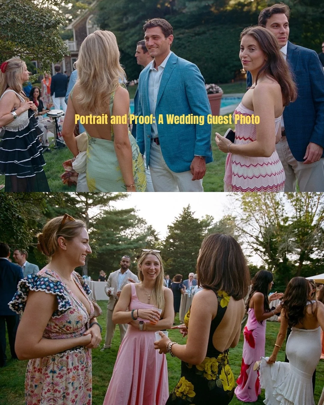 Musings on photographing wedding guests, April 2026.
Photos from Kate and Ben&rsquo;s welcome party in the Hamptons, August 2025.

When approaching a wedding, I&rsquo;m keenly aware that this temporary community, brought together by two people who lo