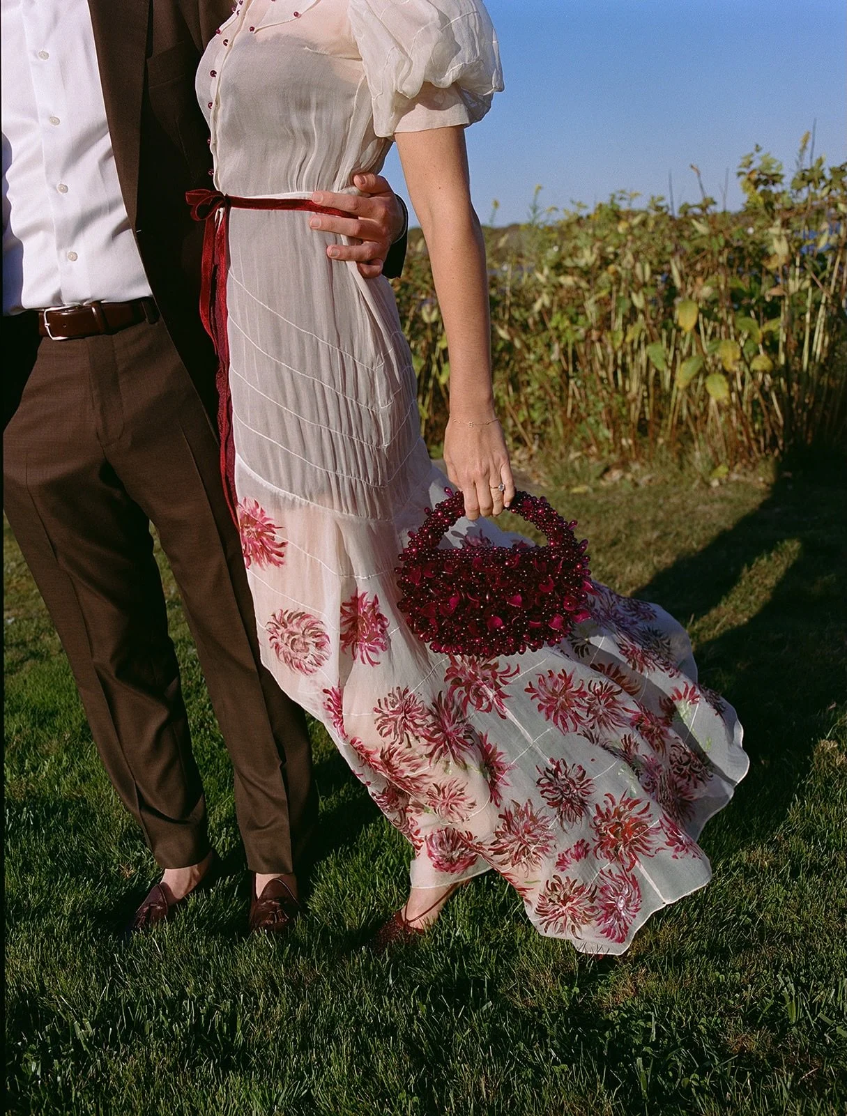 For their Rehearsal Dinner, Emma worked with @oneof_ny to create a look at would feel like &ldquo;a dahlia in human form&rdquo; to pair with the Dahlia laden dinner table by @flowersbysemia . A 1930s vintage gown was the foundation of the look, beaut