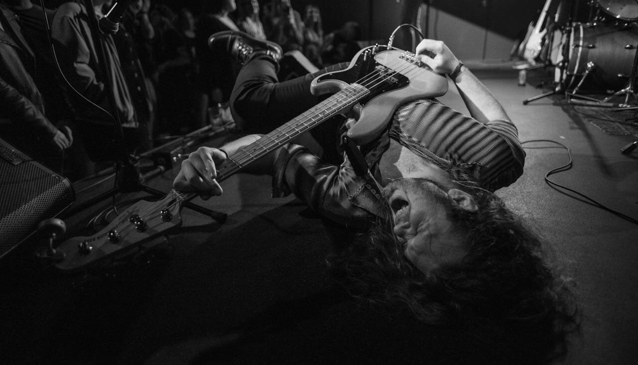  Preston Frick of Gorilla Party falls to the floor while playing a set at The Union in Athens, Ohio.  