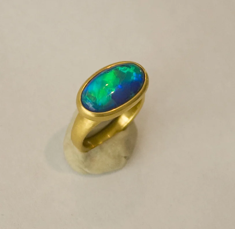22k Gold Gem Black Opal Ring