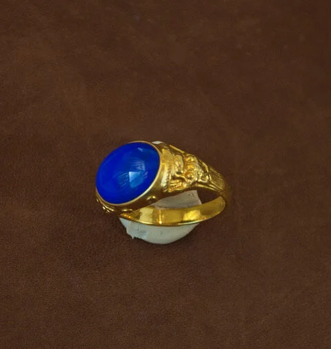 Mens 22k Gold Dragon ring with Lapis Lazurli