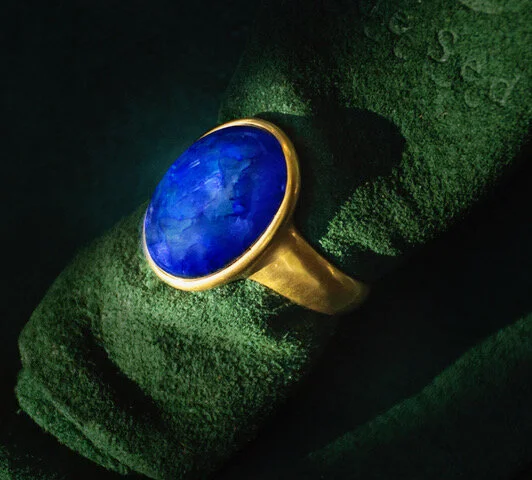 Mens 22k Gold Black Opal Ring 