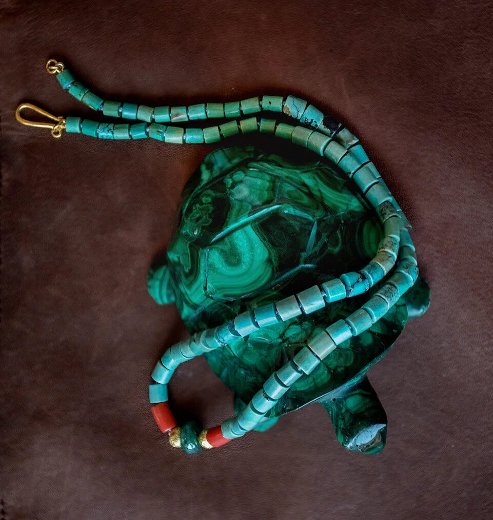 Mens Turquoise and Coral Necklace 