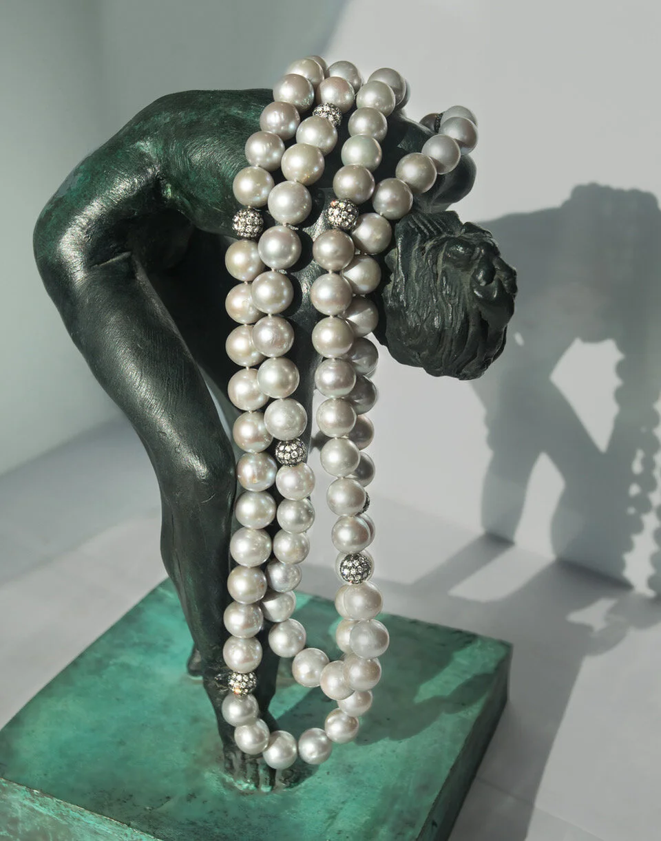 South Sea Pearl necklace with Diamond balls