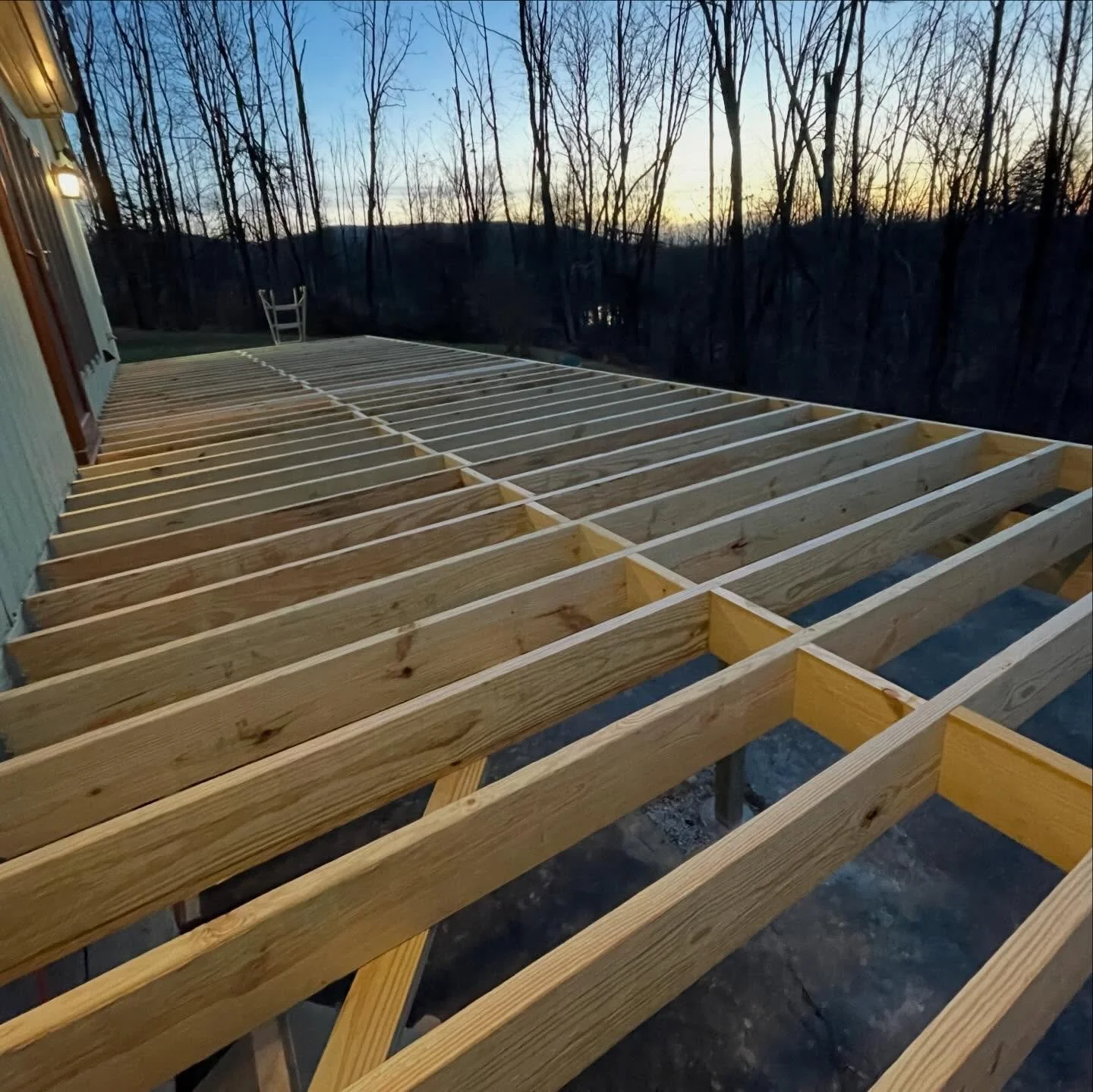 Ready for framing inspection on Monday. Hardware/hangers for support, planed for flatness (pressure treated is insanely imperfect), and flashed/taped to extend the frames lifespan! Built to last.