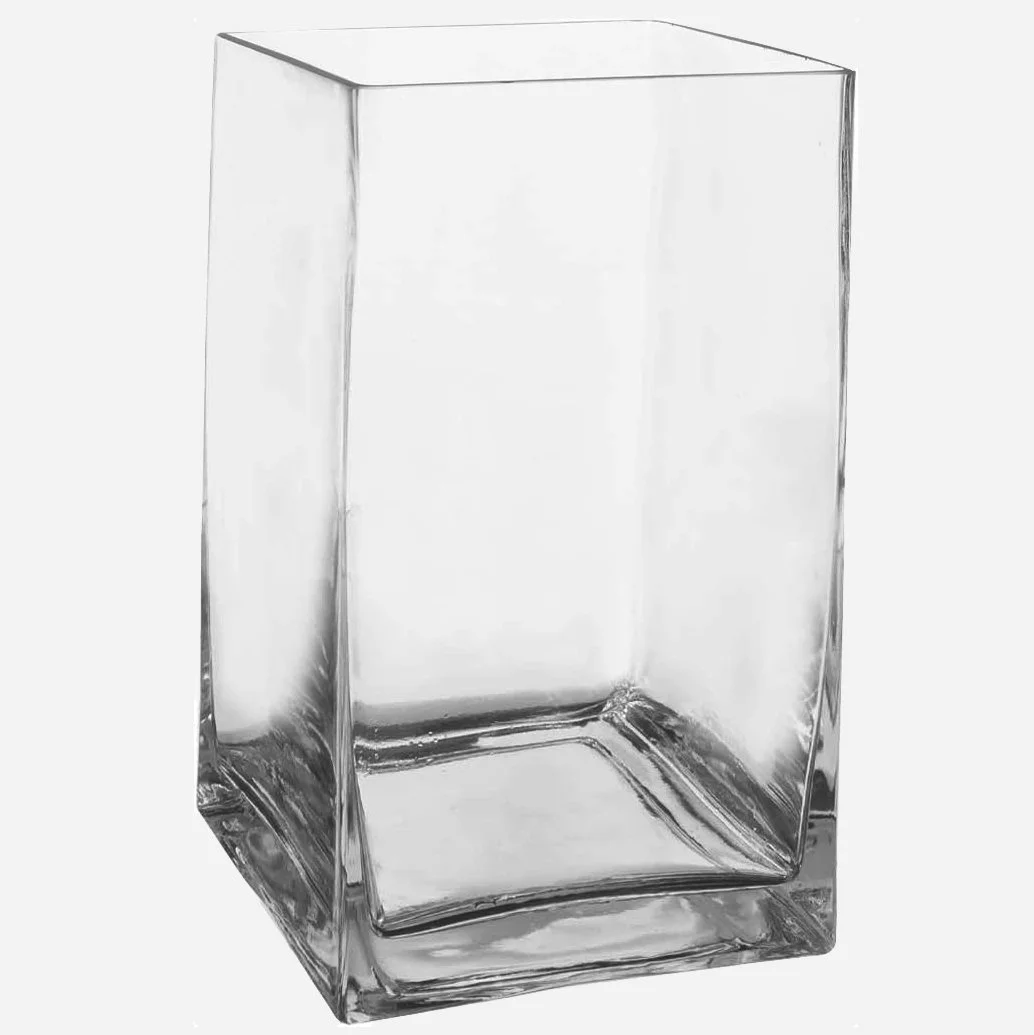 5.5" by 12" CLEAR GLASS SQUARE TALL VASE
