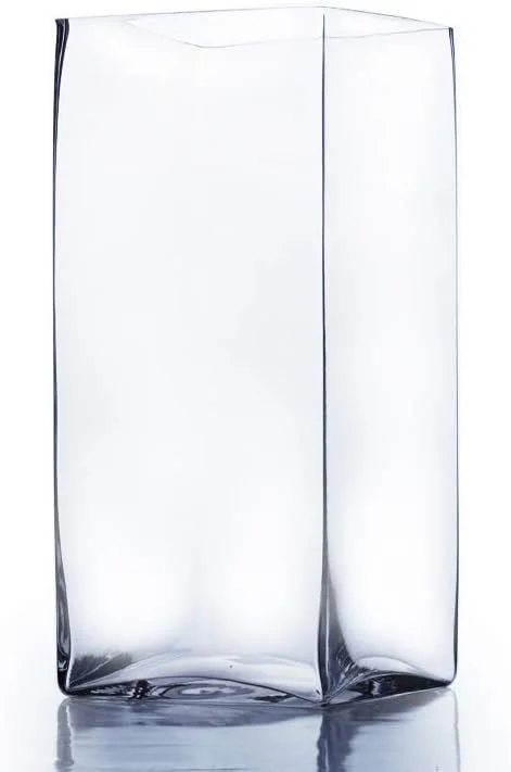 5" by 12" CLEAR GLASS SQUARE TALL VASE