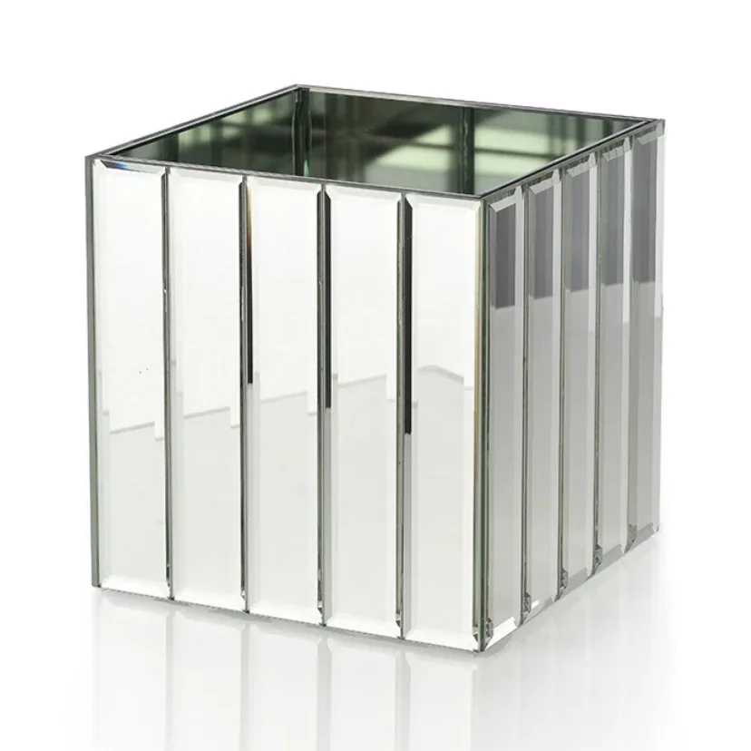 GLITZ FACETED MIRROR CUBE 8"