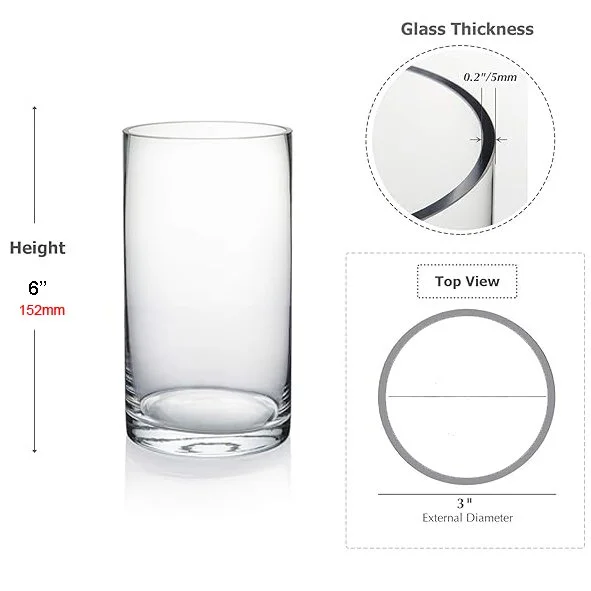 IRELAND THICK GLASS SLIM CYLINDER VASE 3"-6"