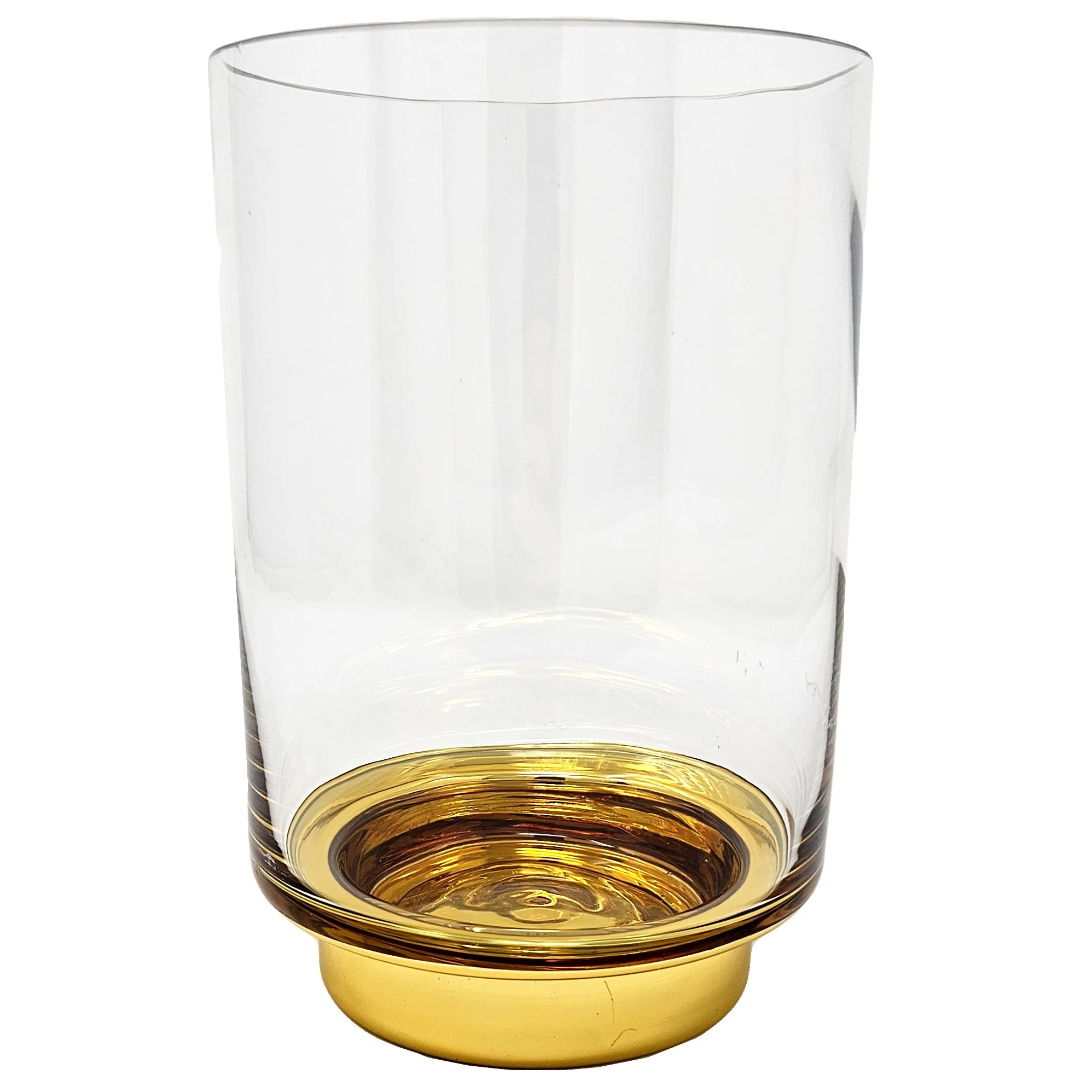 GLASS HURRICANE WITH GOLD BASE