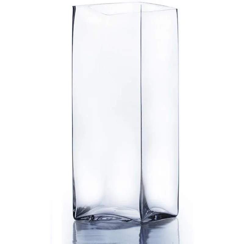 8" by 24" CLEAR GLASS SQUARE TALL VASE