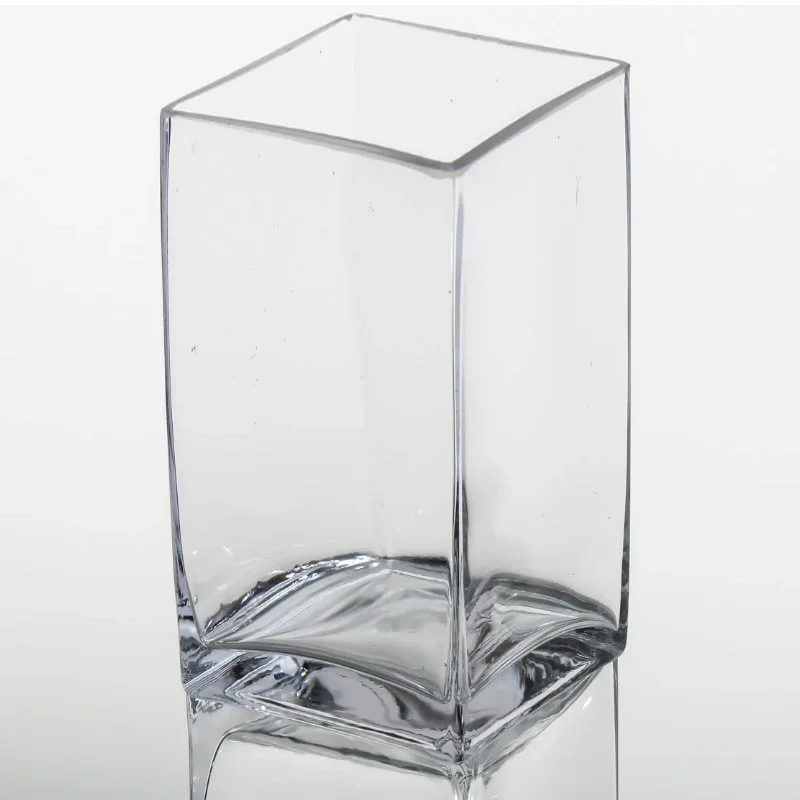5" by 10" CLEAR GLASS SQUARE TALL VASE