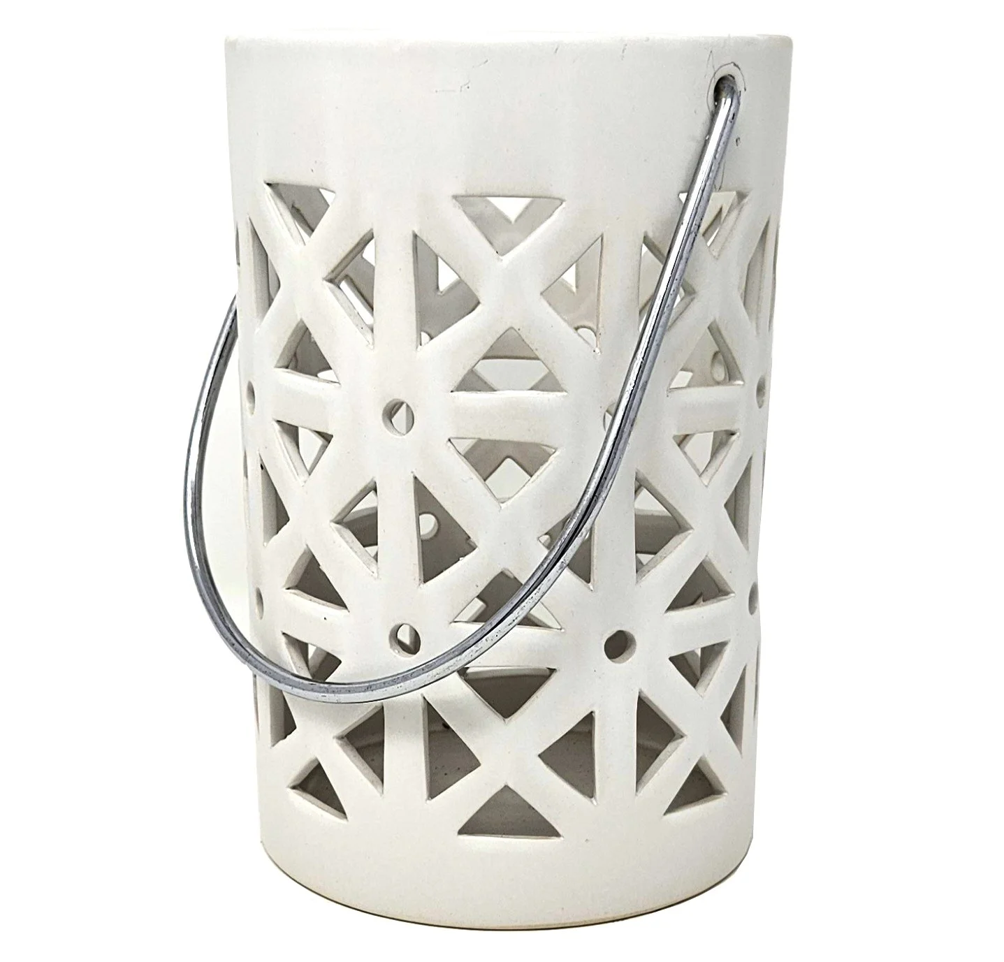WHITE CUT OUT LANTERN - LARGE