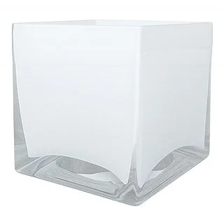 3" by 3" WHITE GLASS CUBE VASE