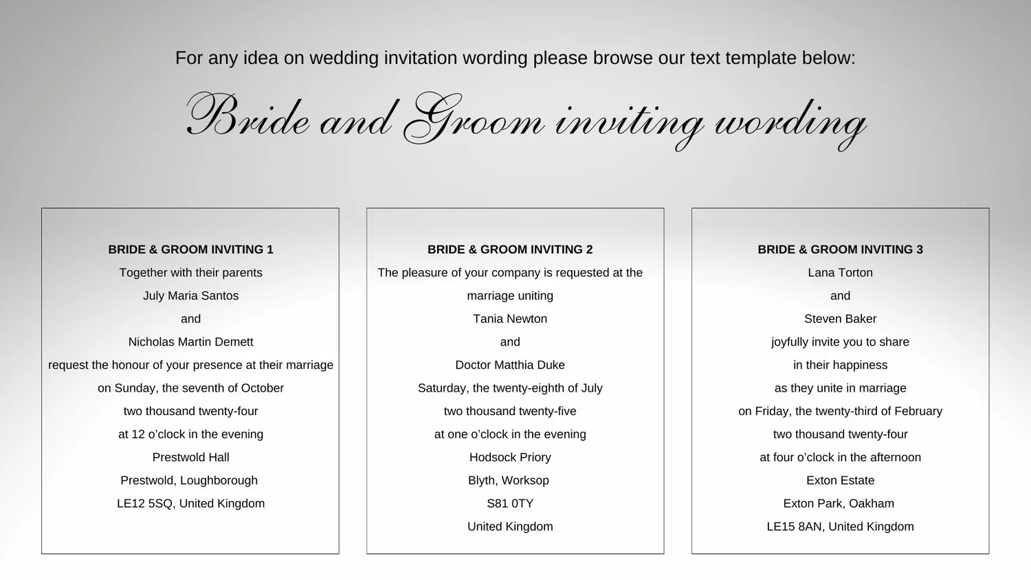 Wedding Invitation Wording — Wedding Flowers, Styling and Stationery