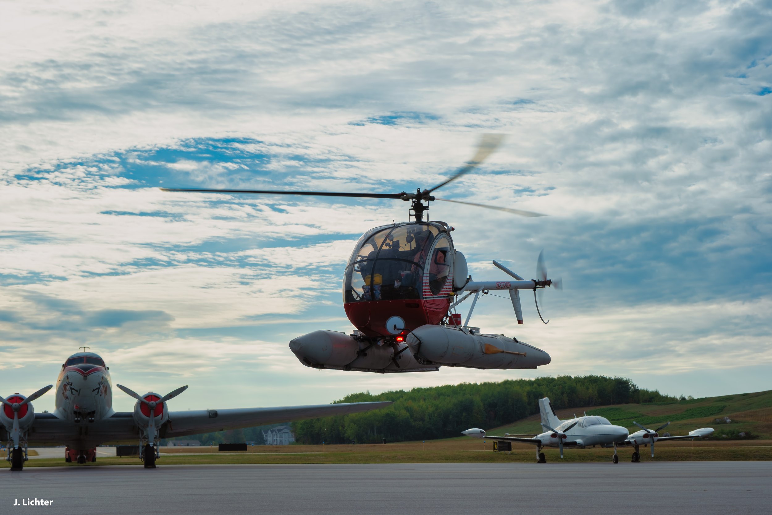 Chopper pilot Ed Friedman.  Point of View Helicopter Services.  Bowdoinham, Maine.