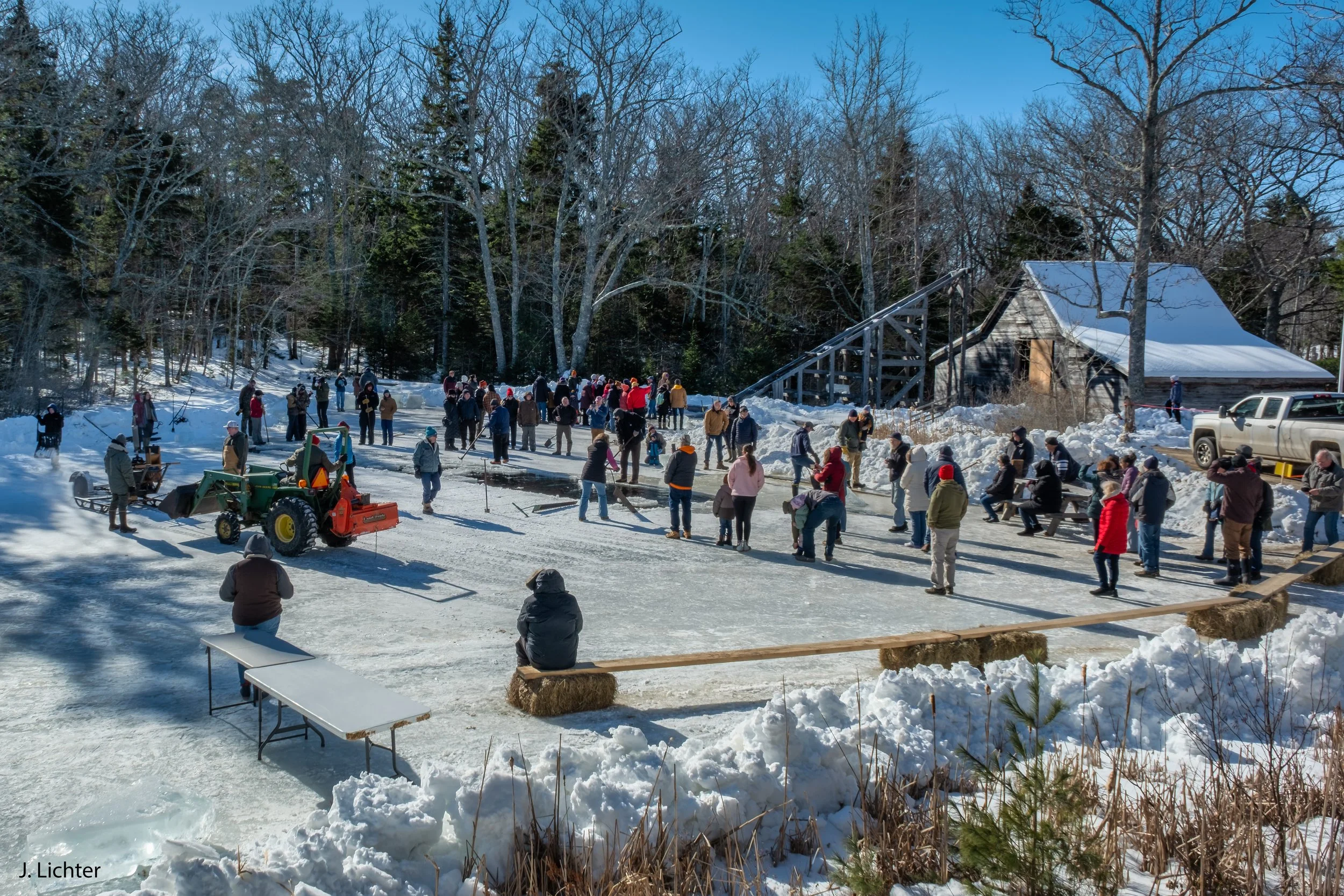 Ice harvest.  West Bristol, Maine.