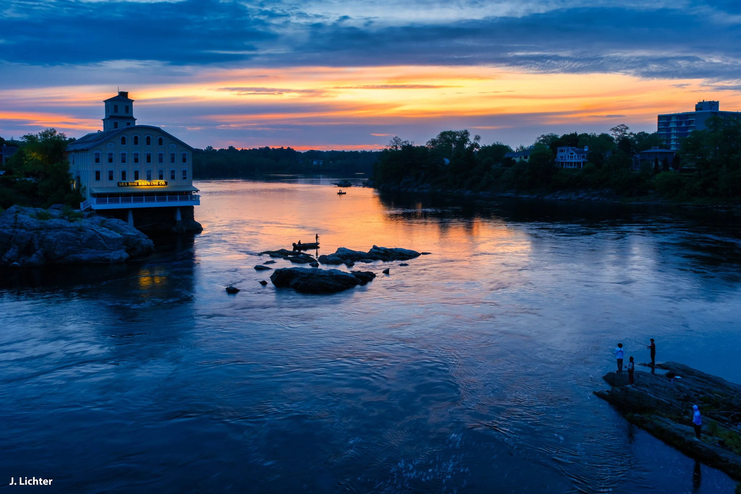 Striper fishing.  Androscoggin River.  Brunswick-Topsham, Maine.