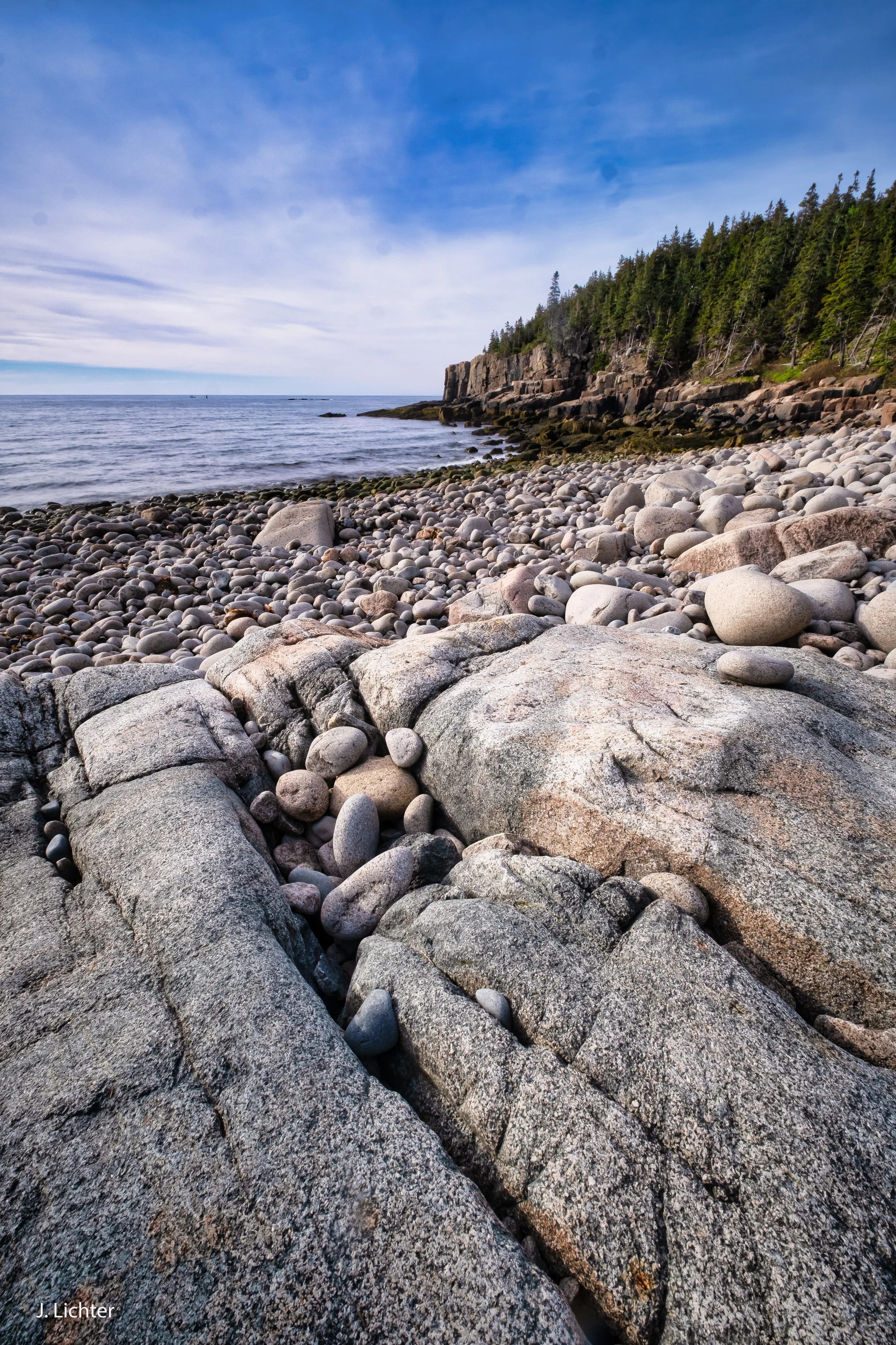 Cobble beach.  Acadia National Park.  Mount Desert Island.  Maine.