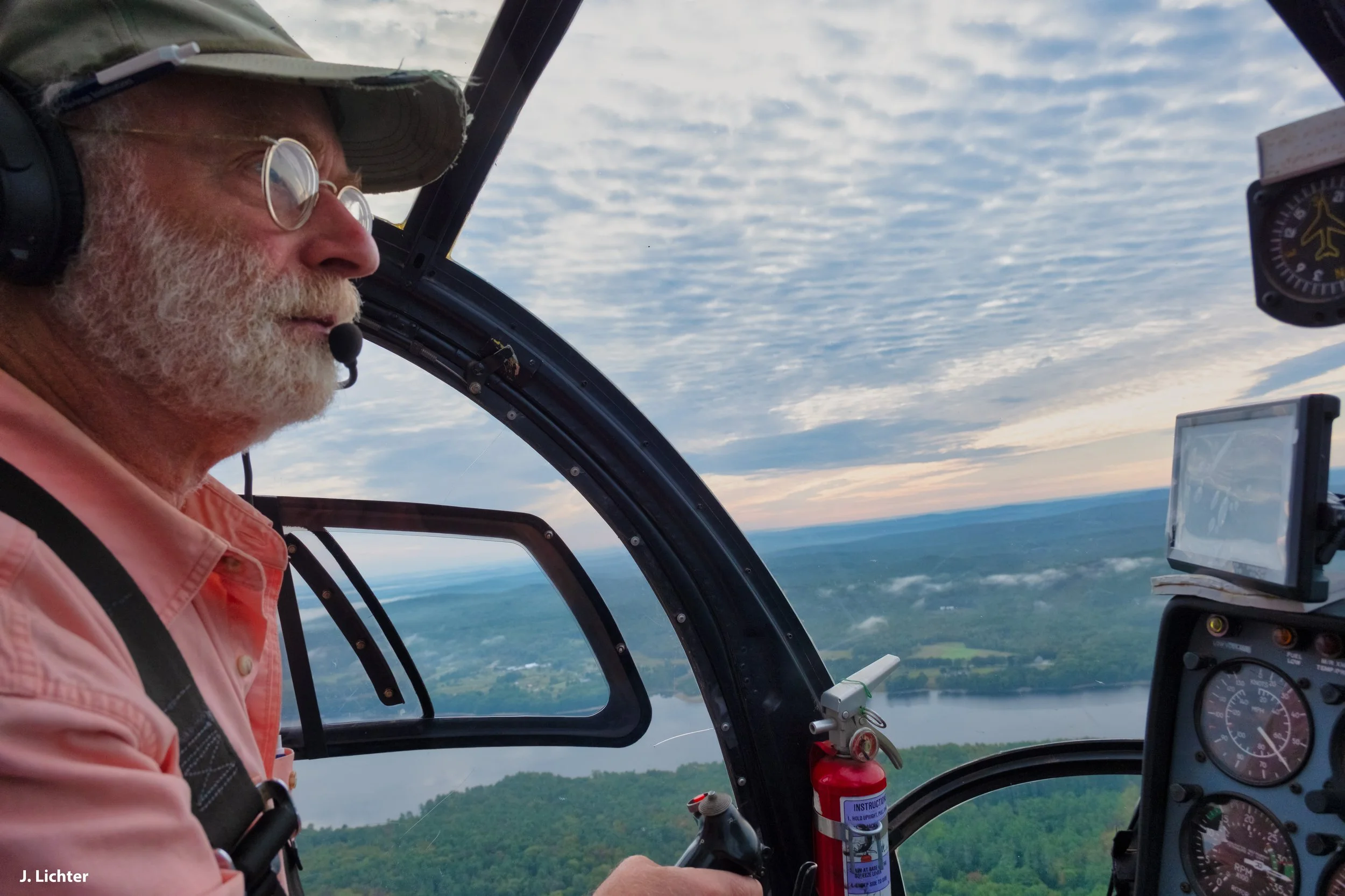 Chopper pilot Ed Friedman.  Point of View Helicopter Services.  Bowdoinham, Maine.