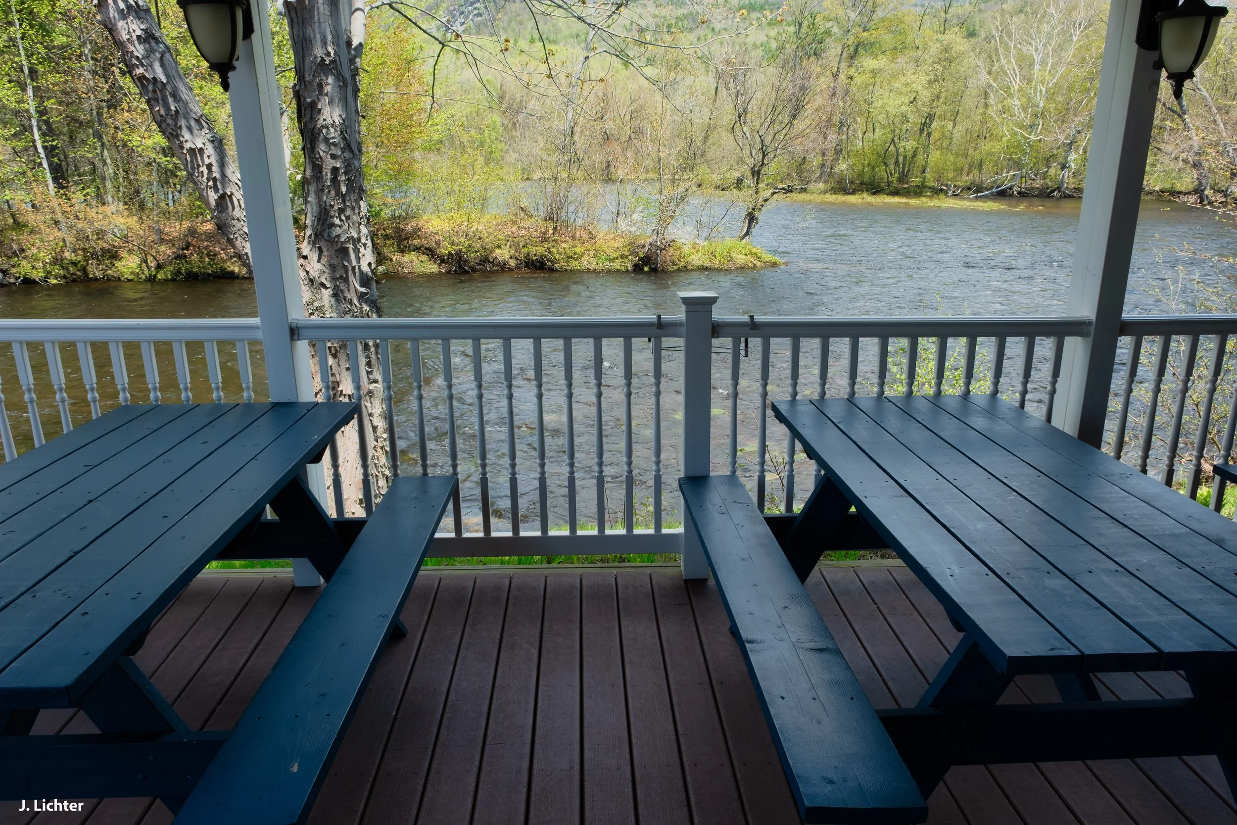 Androscoggin River at Mr. Pizza Restaurant.  Gorham, New Hampshire. 