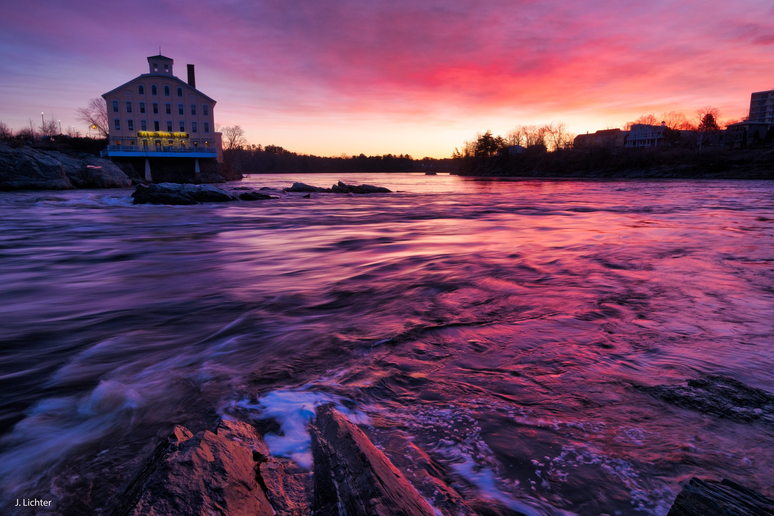 Androscoggin River Sunrise.  Brunswick-Topsham, Maine.