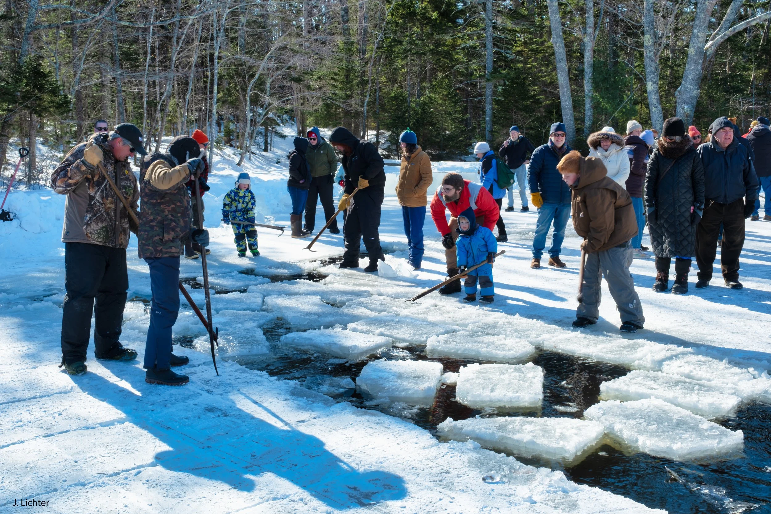 Ice Harvest.  West Bristol, Maine.