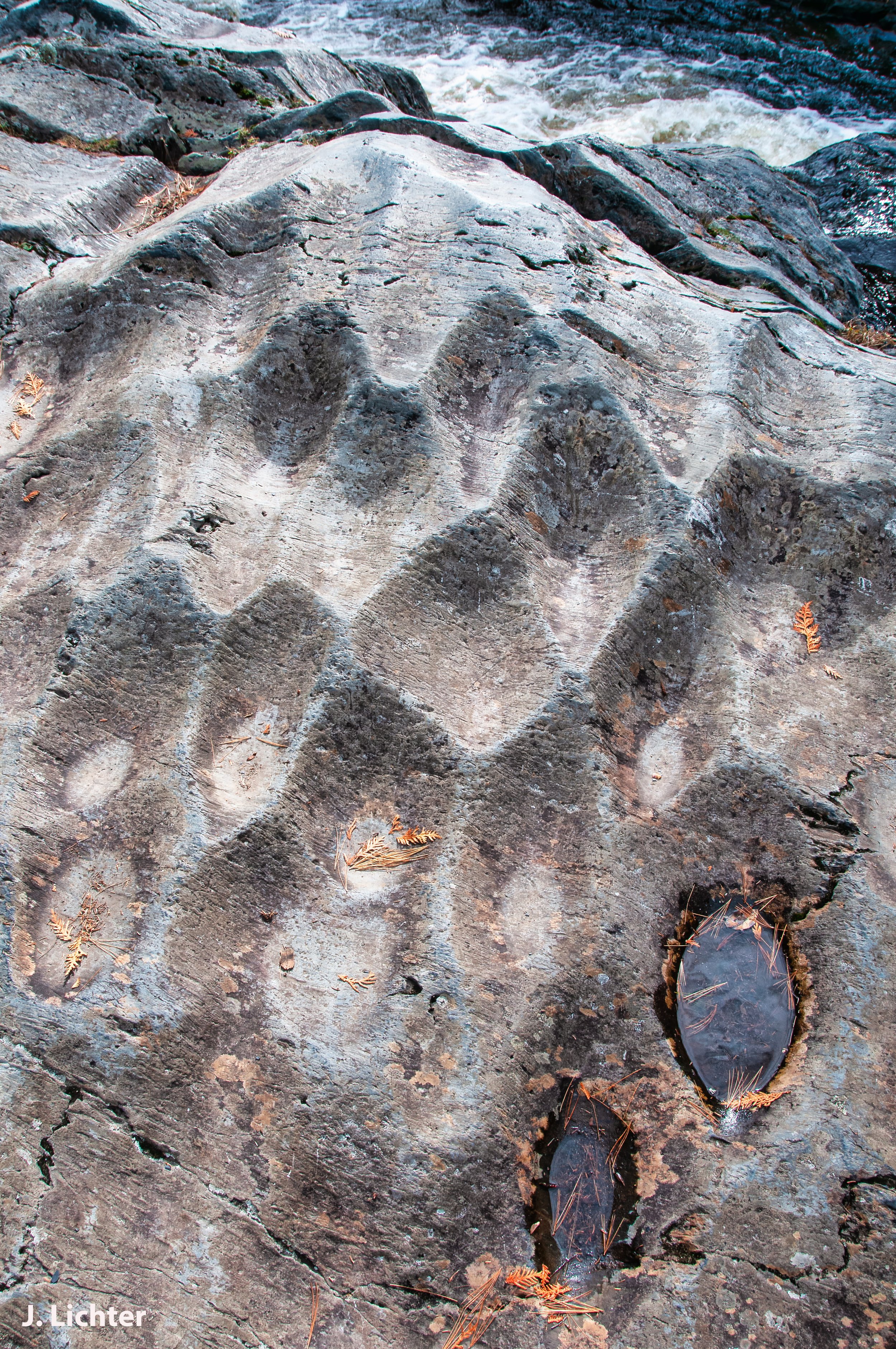 Rock scour.  Gulf Hagus trail.  East of Greenville, Maine.