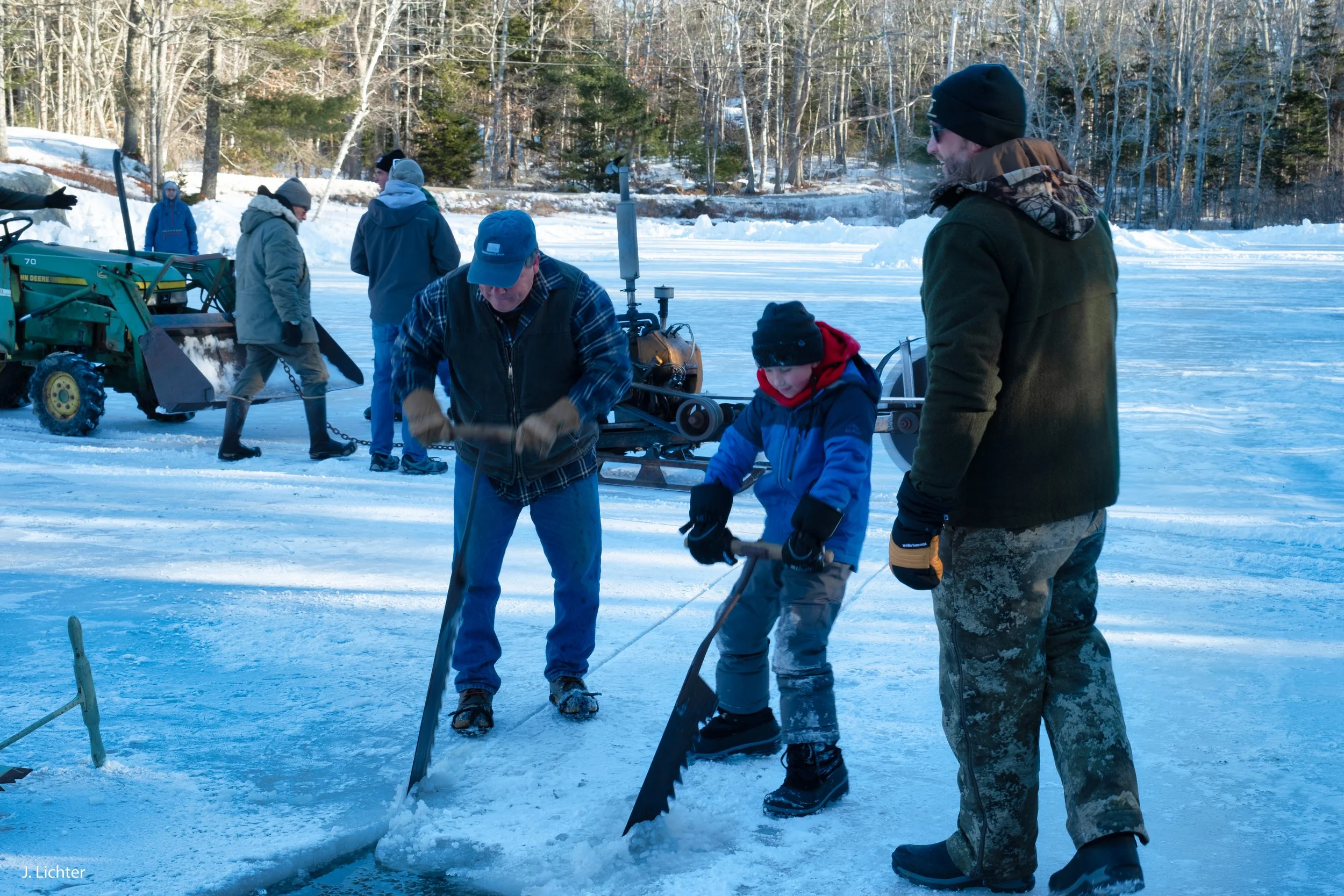 Ice harvest.  West Bristol, Maine.