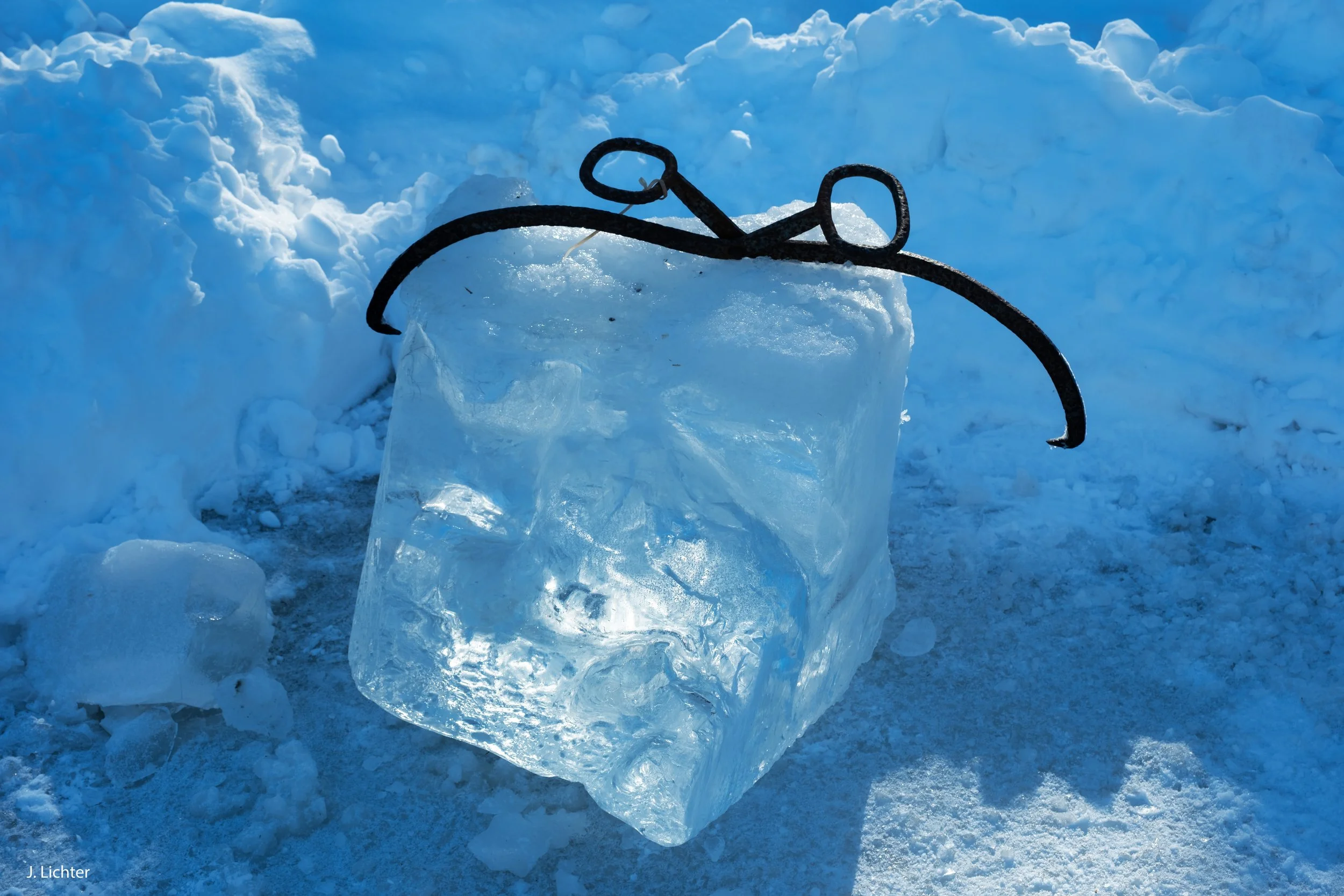 Ice harvest.  West Bristol, Maine.
