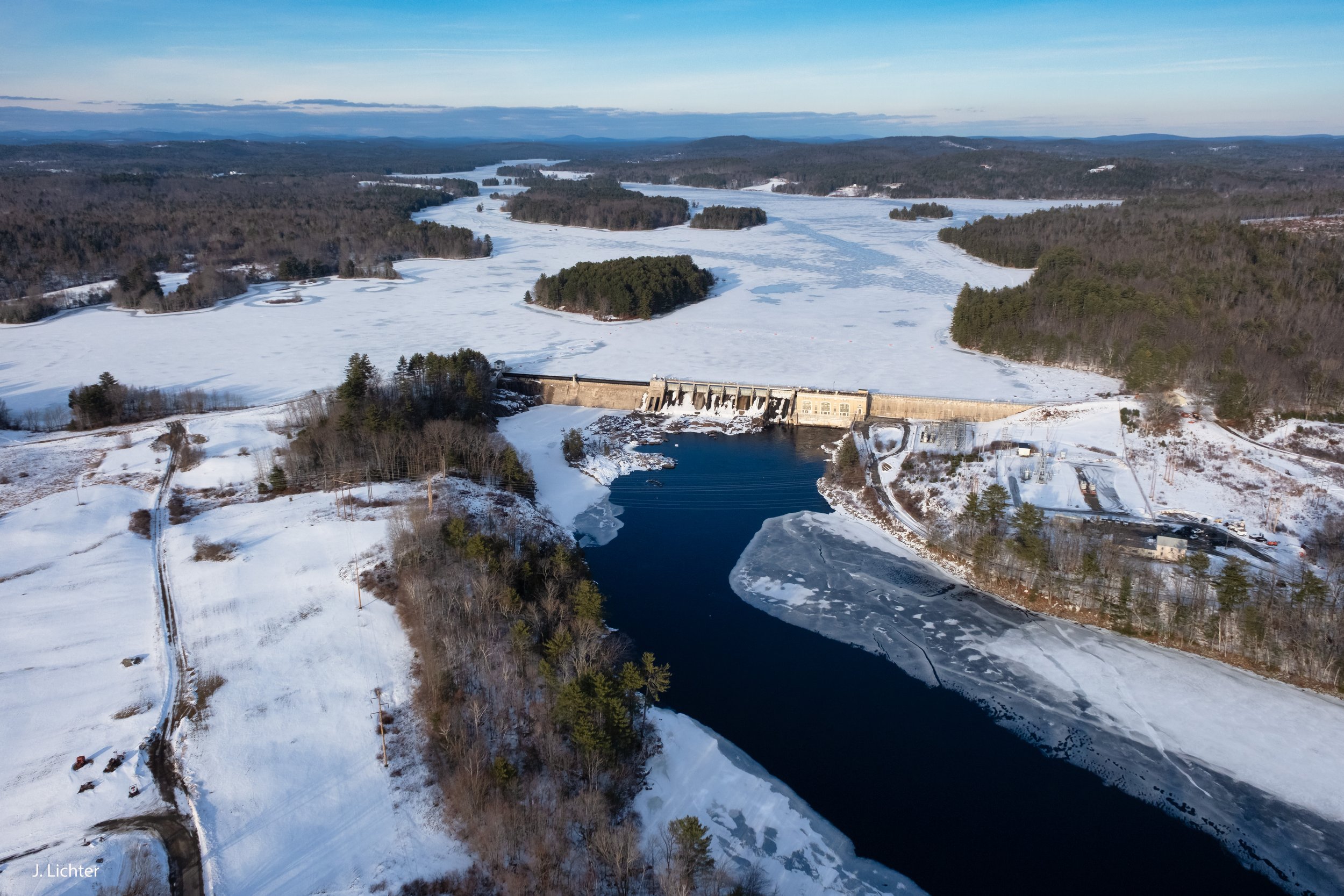 Gulf Island Pond.  Androscoggin River above Lewiston-Auburn, Maine.