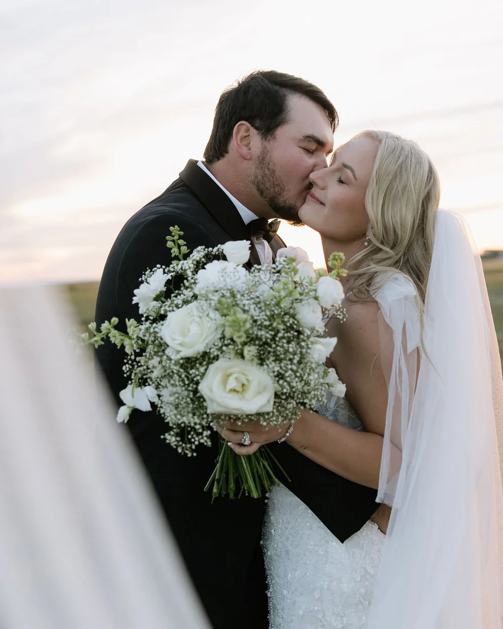Bride and groom on their wedding day in Spearfish Sd