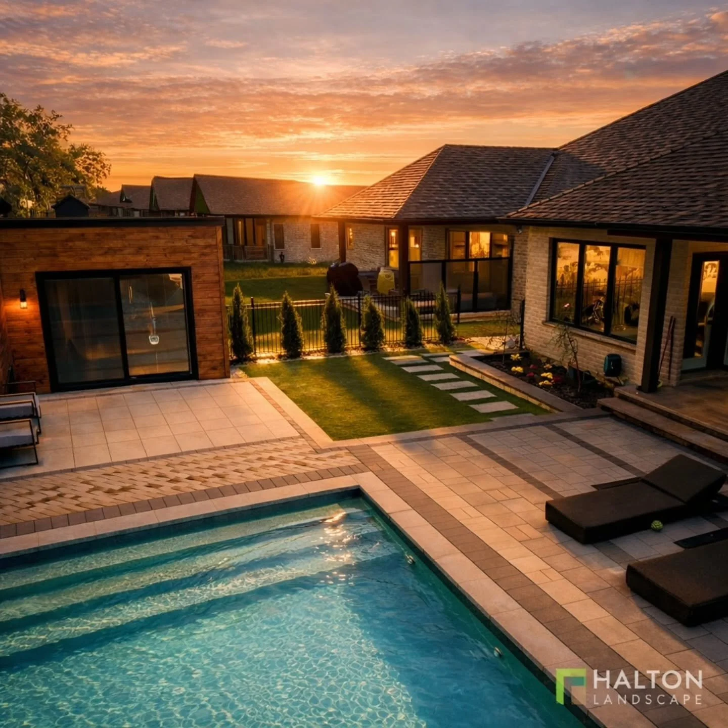 Your backyard should feel like a private resort. 🏝️

Swipe to see the sun go down ➡️

Custom pool, premium hardscape, and clean modern landscaping &mdash; designed and built by Halton Landscape.

Pools &bull; Hardscape &bull; Design &bull; Build &bu