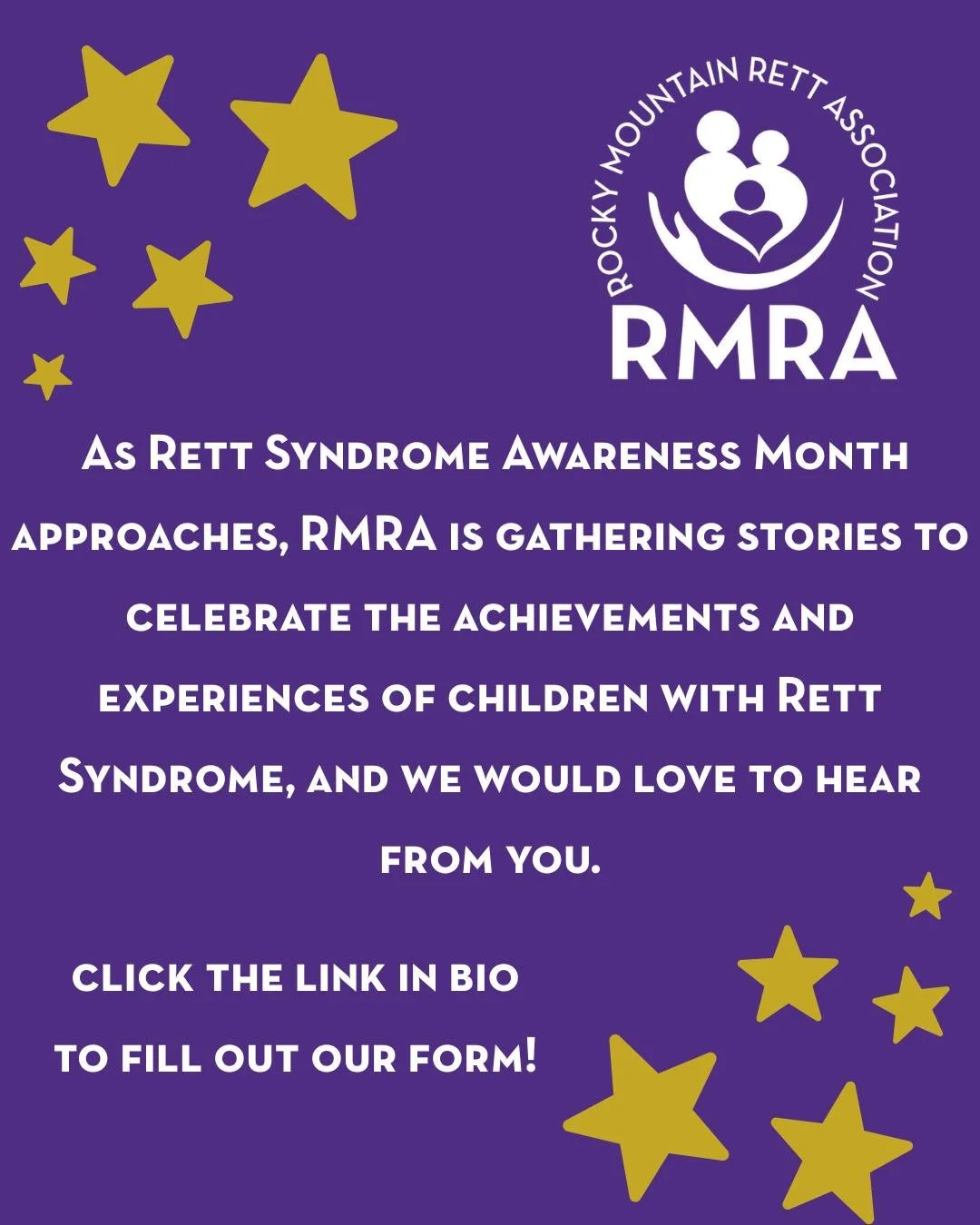 We still looking for submissions as we gather stories to celebrate the achievements and experiences of children with Rett Syndrome this Rett Syndrome Awareness Month.
We will feature these stories on our social media platforms throughout the month of