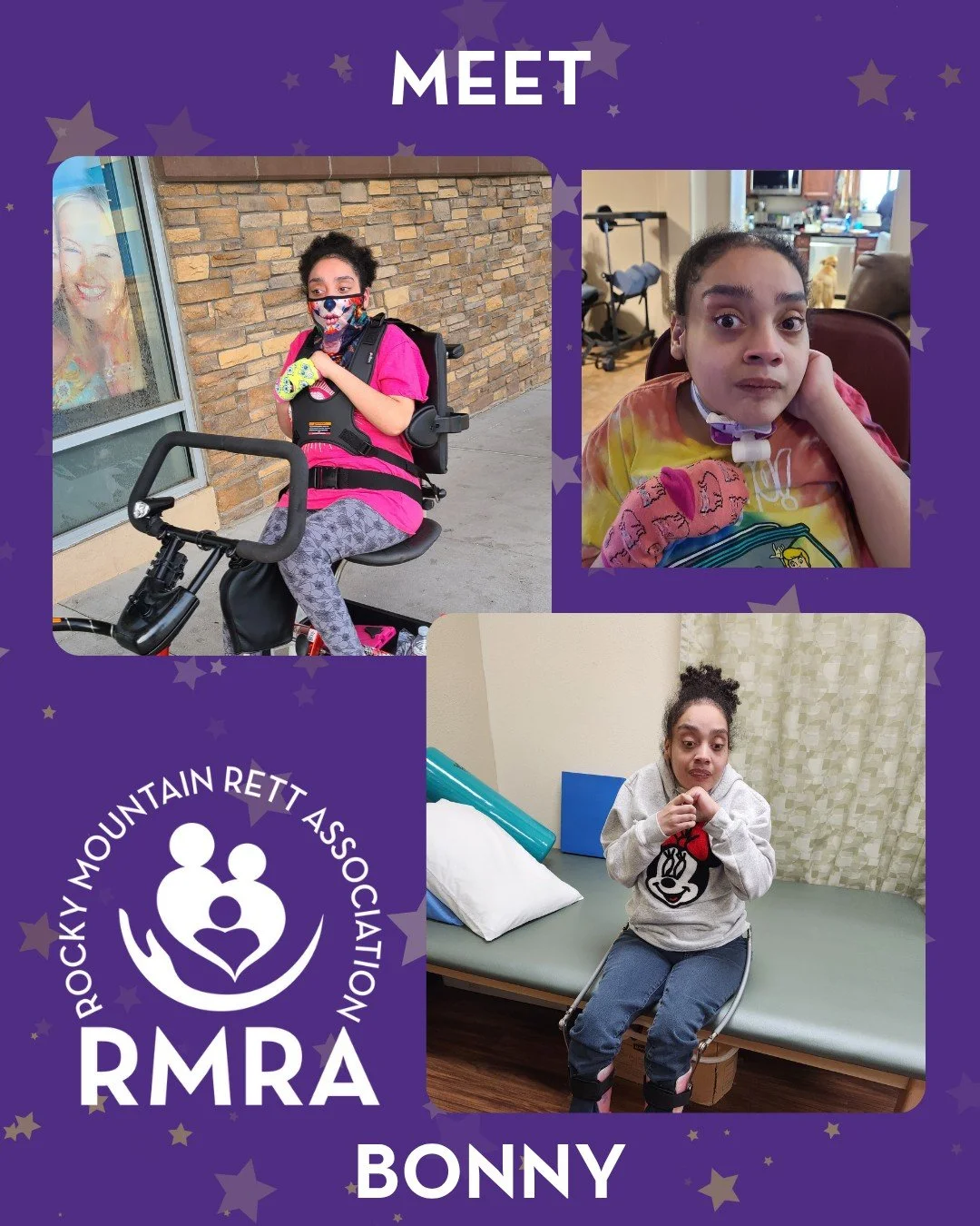 Meet Bonny! ✨💜 
Bonny has Rett Syndrome and lives in Texas.