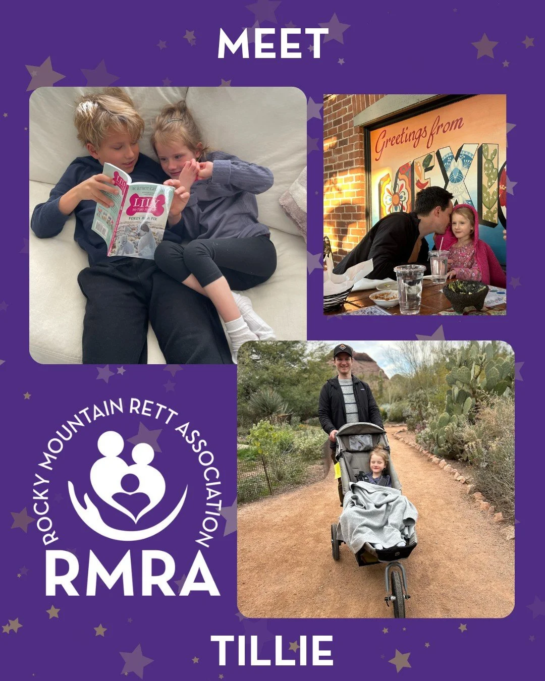 Meet Tilly! ✨💜 
Tilly has Rett Syndrome and lives in Colorado. She loves school and all things that sparkle! 
#rettstars #rettsyndromewarriors #rettsyndrome #rettsyndromeawarenessmonth #octoberisrettsyndromeawarenessmonth #curerettsyndrome #makeret