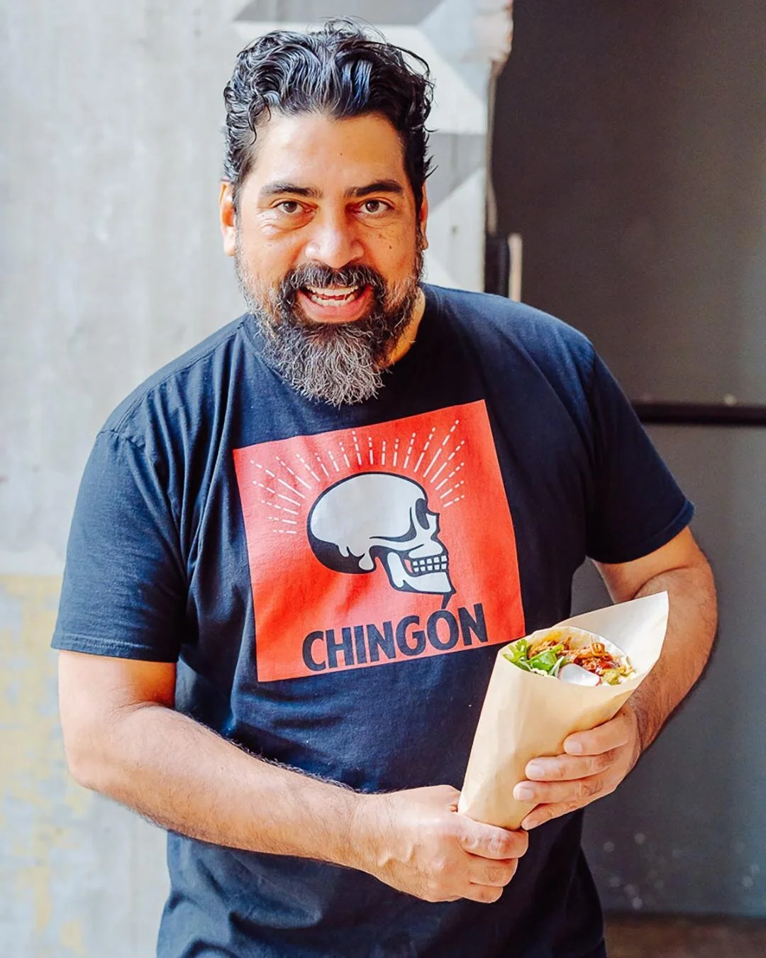 @chefhectorsantiago and his masterpiece perfectly swaddled, the El Burro Pollo Burrito ❤️ Made with 3 Chile marinated springer mountain chicken, married with all our toppings &quot;El Juarez&quot; style 🙏