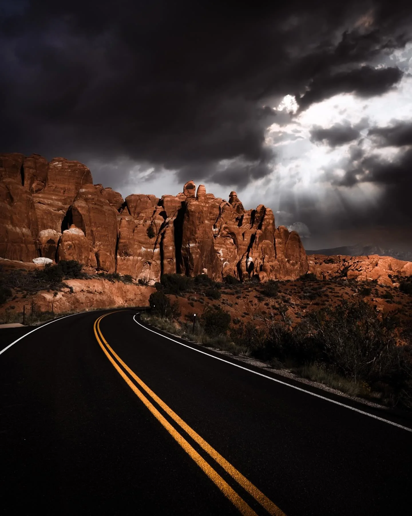 Storm rolled through like it had something to prove&hellip; wind, grit, sky turned mean.

Then just like that&mdash;
the sun broke through.

Lit the red rock like fire catching&hellip; quiet, steady&hellip; like it was there the whole time, just wait