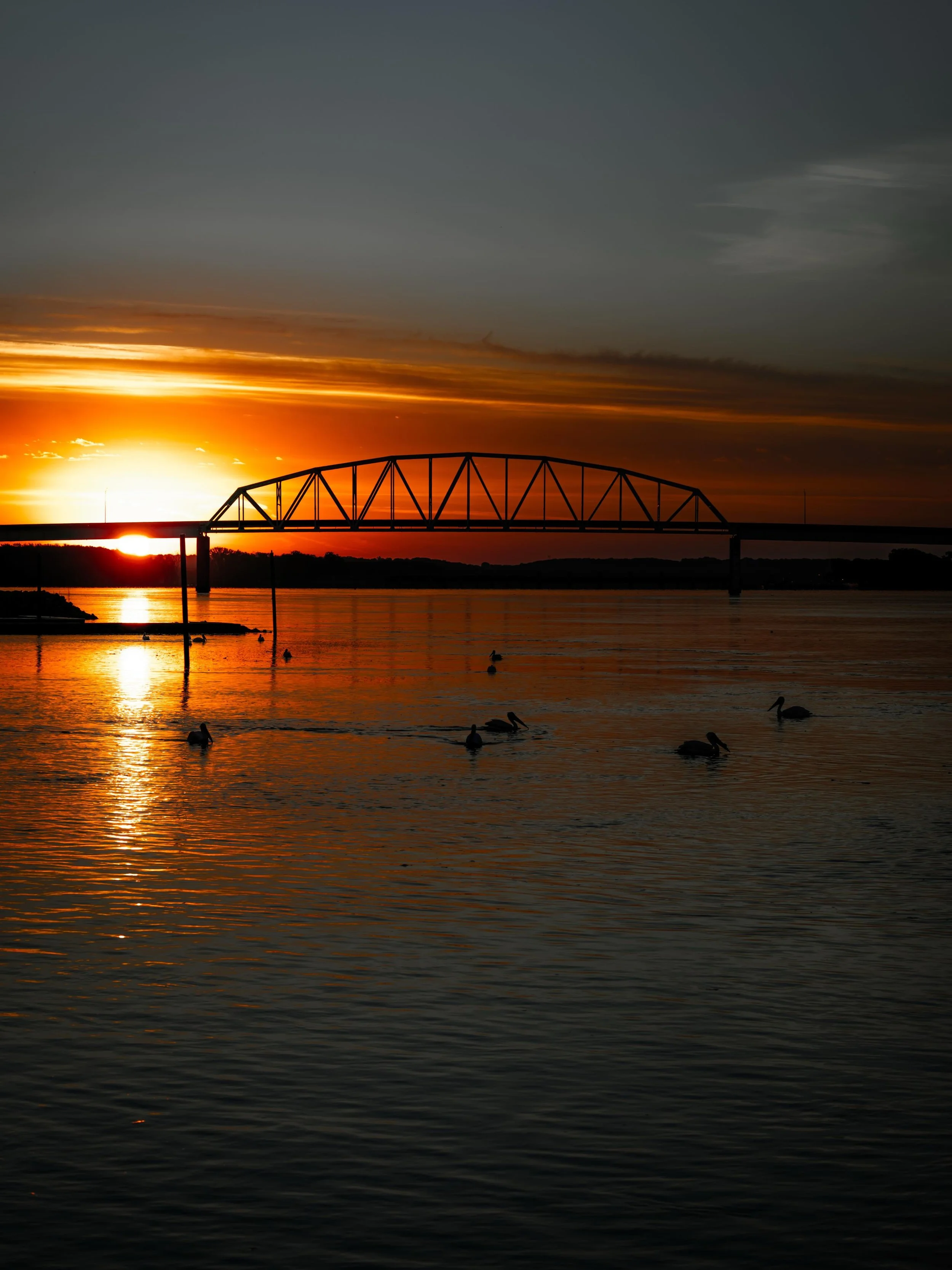 This image.

I&rsquo;ve held onto it for a long time.

It&rsquo;s not some grand vista. No towering mountains. No dramatic wildlife encounter. No once-in-a-lifetime moment.

Just a sunrise. A few pelicans. A bridge connecting Iowa and Illinois.

My g