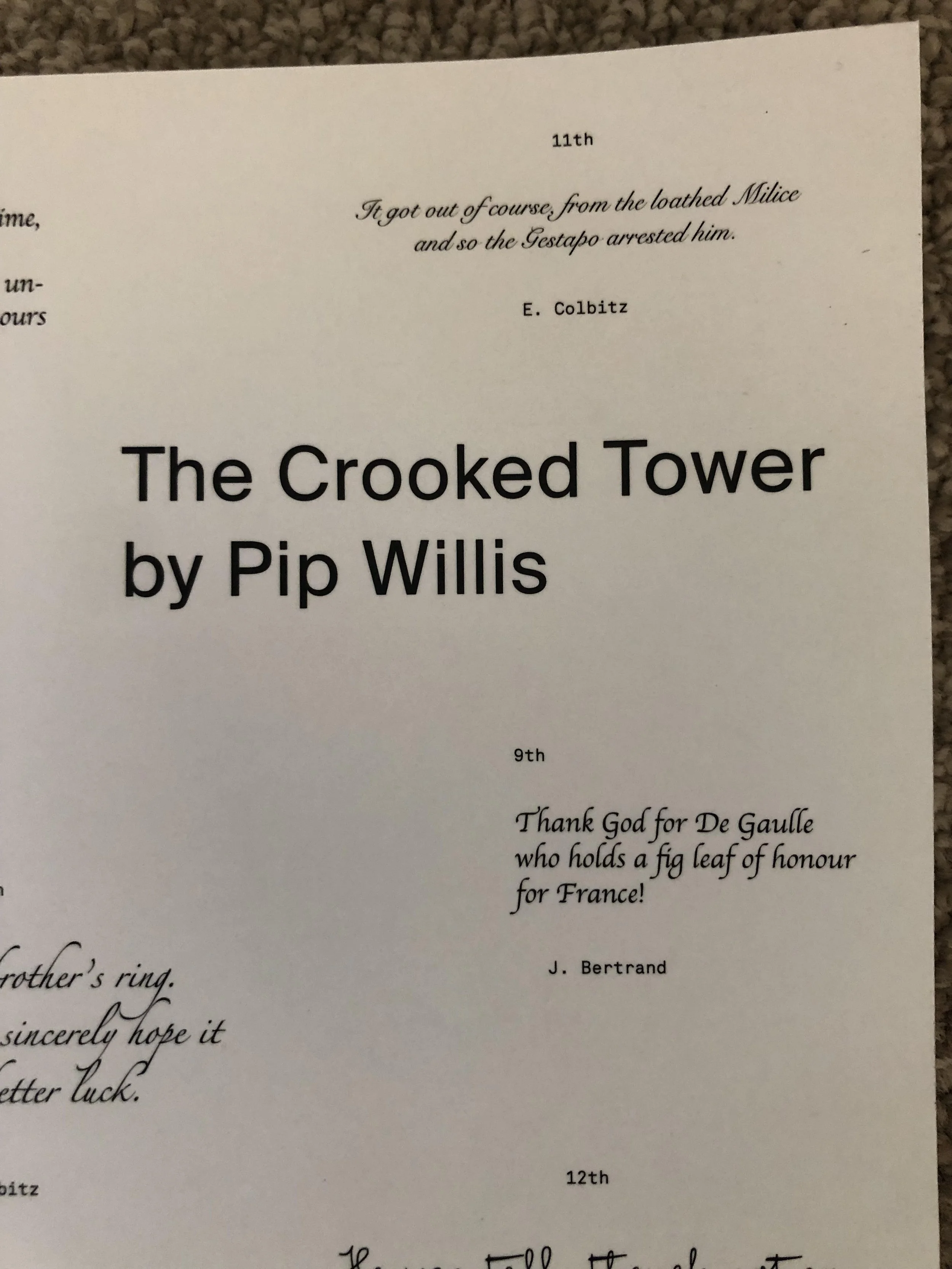 Editing and Proofreading: The Crooked Tower: A Novel by Pip Willis