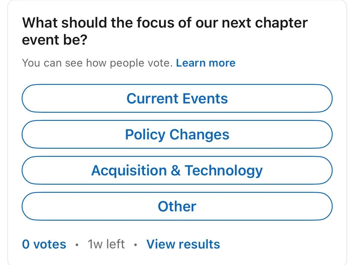 Help us shape our next NCMA DC event! 👋

We&rsquo;re running a quick poll on LinkedIn and would love your input on what topics matter most to you. Take a minute to vote&mdash;and drop a comment if you have an idea we should cover.

Head to our Linke